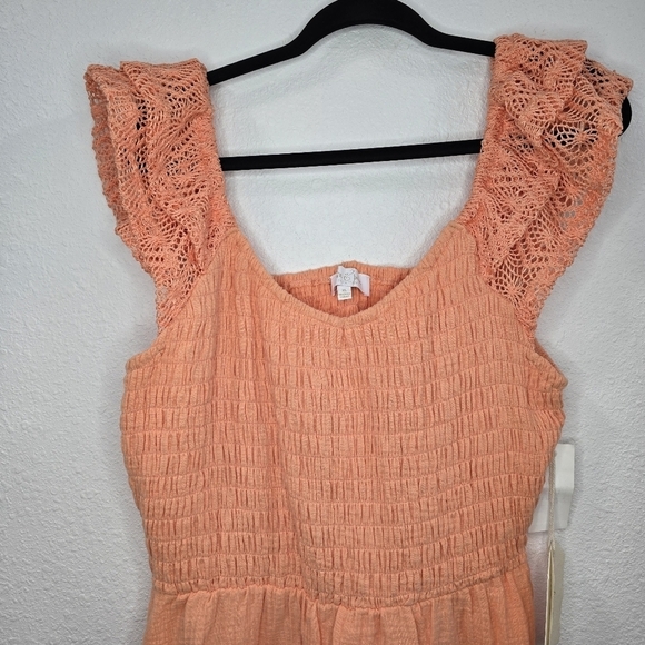 Love & Piece Straight Midi Dress Summer Lace Sleeve Vacation Flup Edge Size XL - Picture 3 of 16